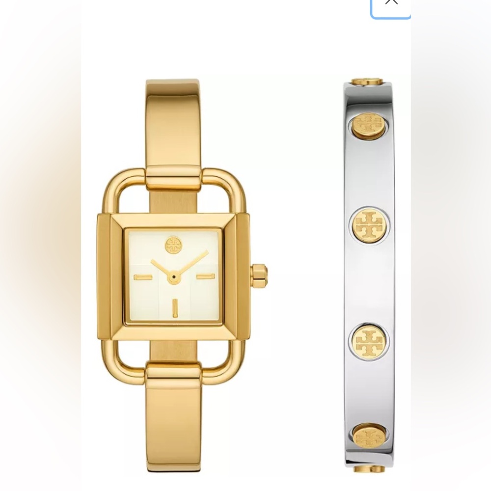 Tory Burch Phipps Gold-Tone Stainless Steel Bracelet Watch 22mm Gift Set TBW7257